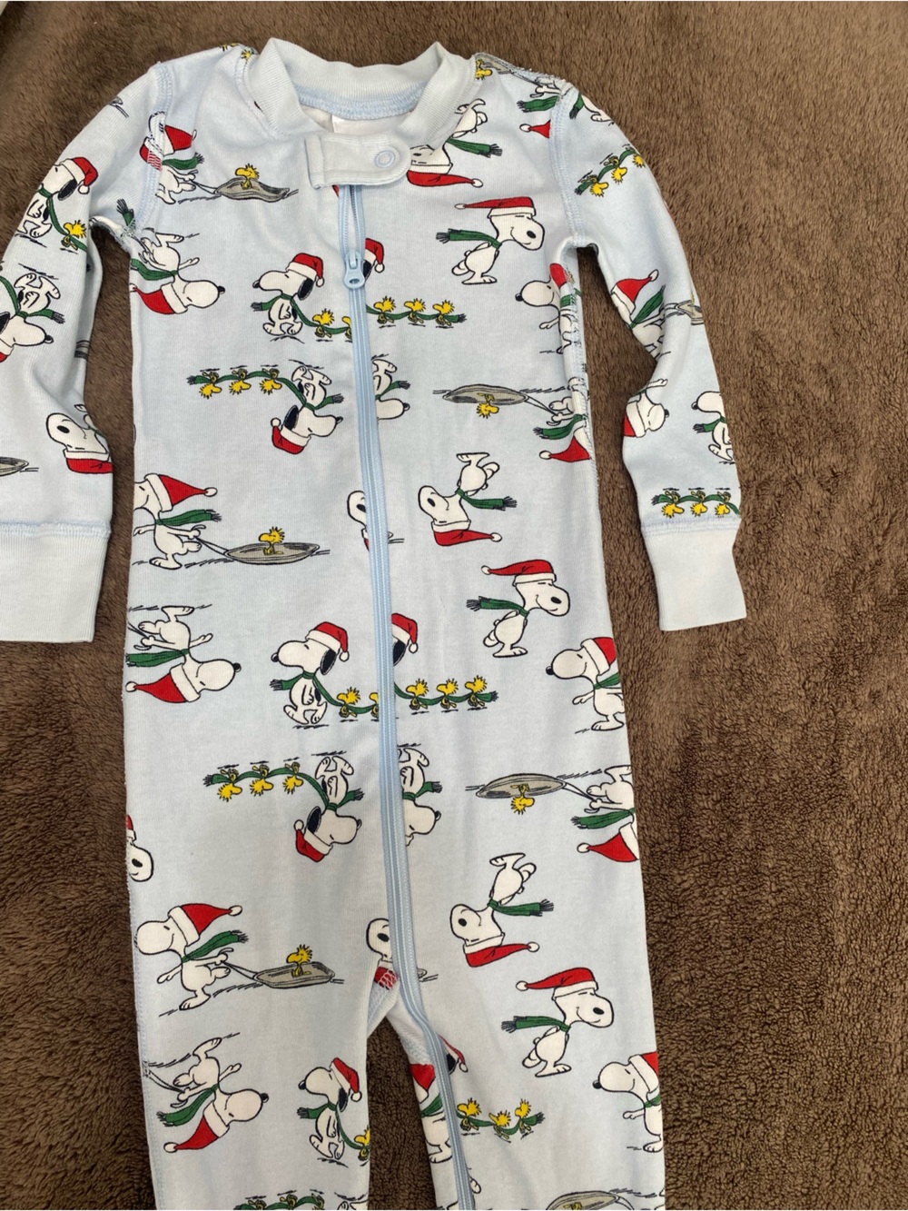 Peanuts, Christmas, Front Zip, Long Sleeve, Footless Sleeper, Unisex, Size 2T